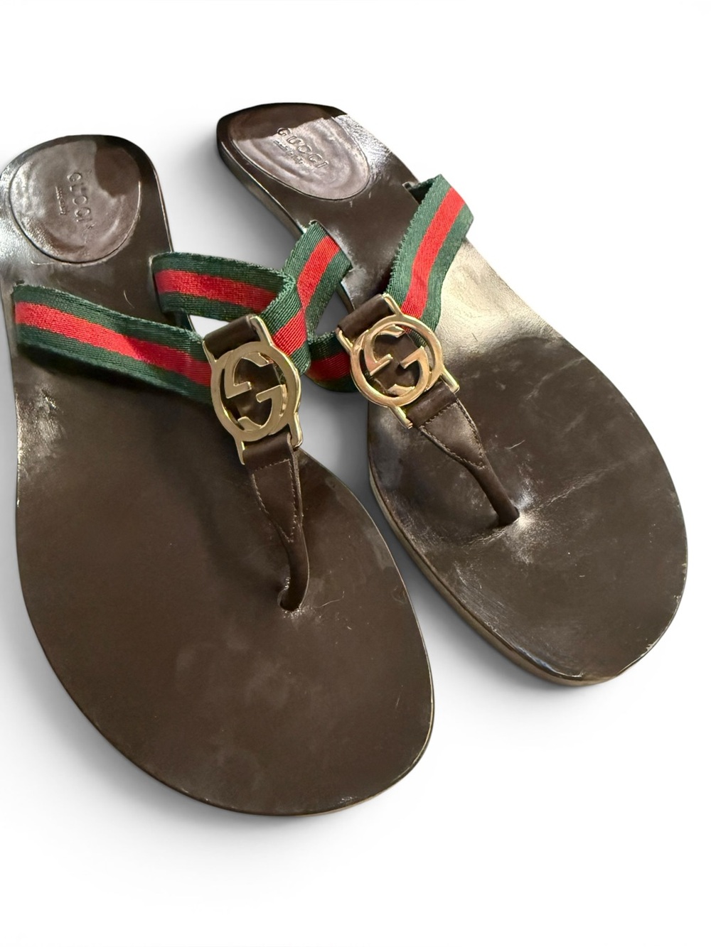 Y2K Gucci web stripe kitten heel thong sandal - Tom Ford era - Picture 12 of 16